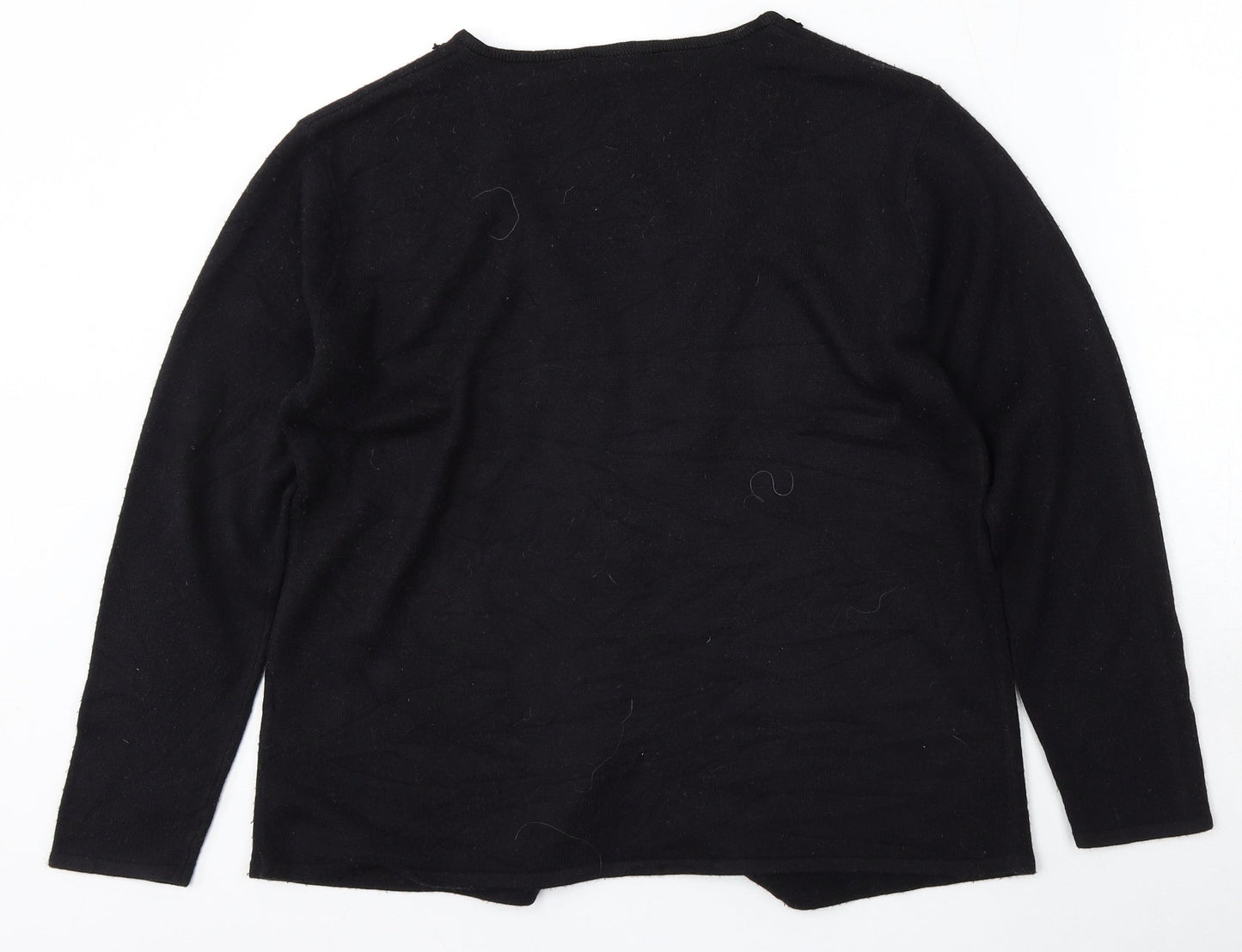 Alibi Knits Womens Black V-Neck  Acrylic Cardigan Jumper Size 10