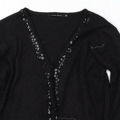 Alibi Knits Womens Black V-Neck  Acrylic Cardigan Jumper Size 10