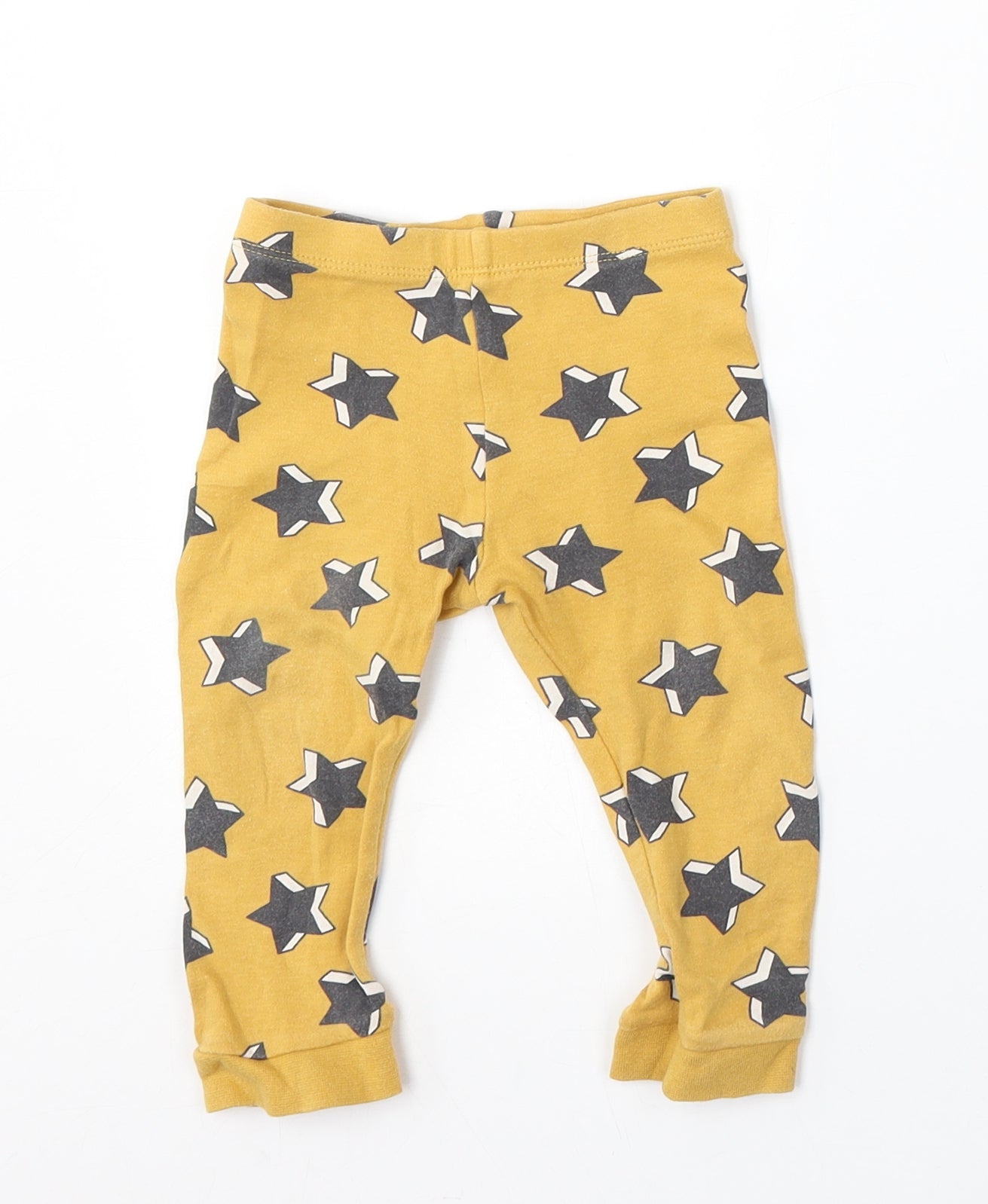 F&F Girls Yellow Geometric Cotton Jogger Trousers Size 9-12 Months