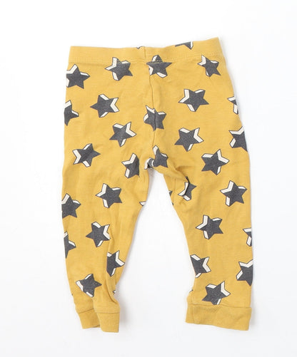 F&F Girls Yellow Geometric Cotton Jogger Trousers Size 9-12 Months