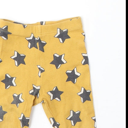 F&F Girls Yellow Geometric Cotton Jogger Trousers Size 9-12 Months