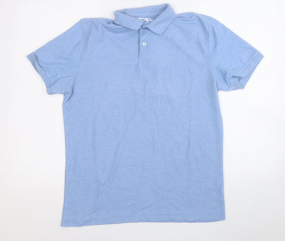Cedar Wood State Mens Blue  Polyester  Polo Size M Collared