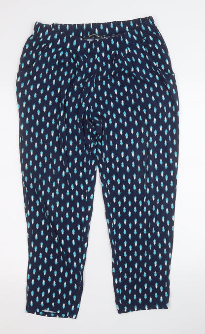 Bonmarché Womens Blue Geometric Viscose Jegging Trousers Size 12 L24 in Regular