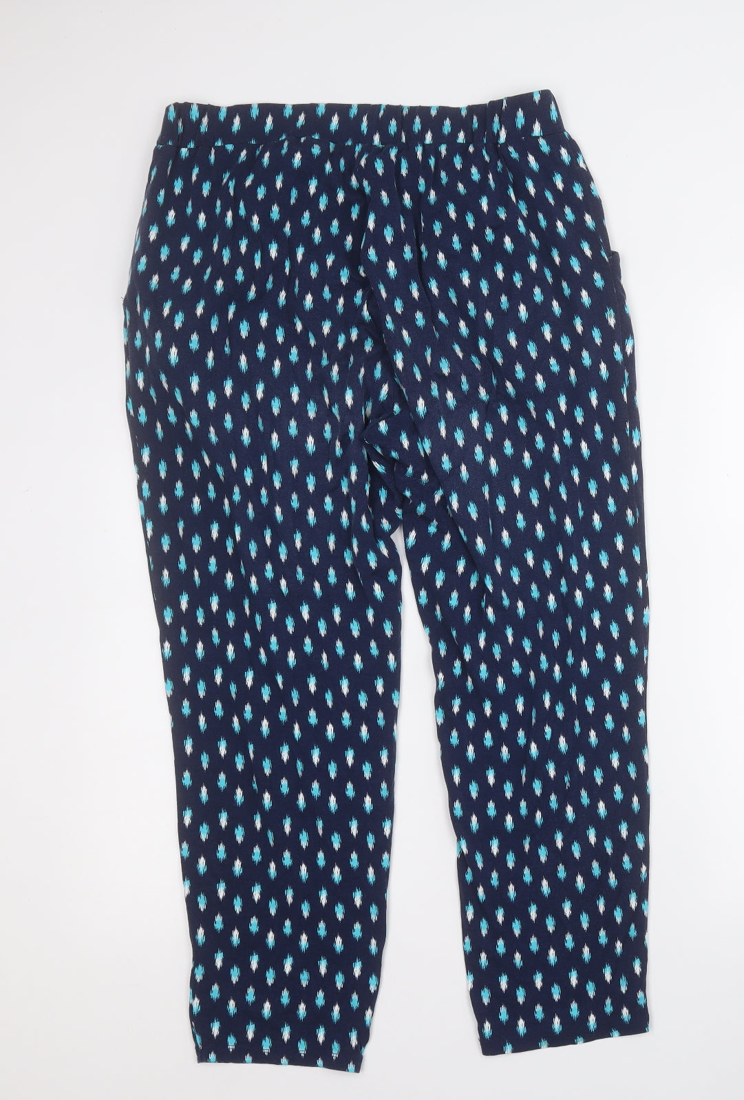 Bonmarché Womens Blue Geometric Viscose Jegging Trousers Size 12 L24 in Regular