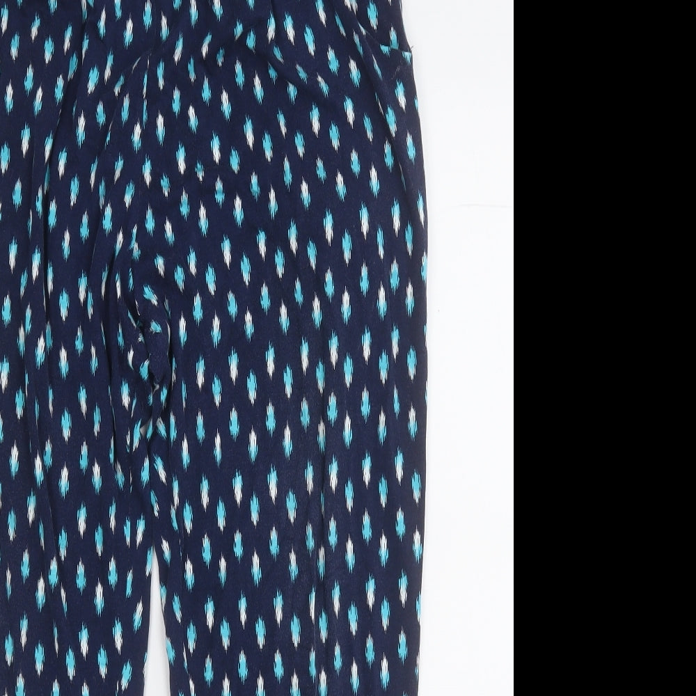 Bonmarché Womens Blue Geometric Viscose Jegging Trousers Size 12 L24 in Regular