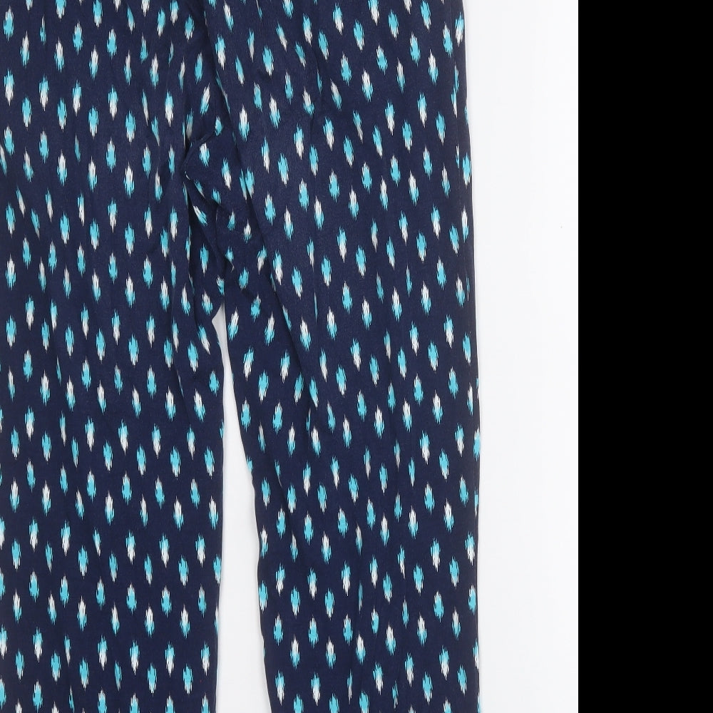Bonmarché Womens Blue Geometric Viscose Jegging Trousers Size 12 L24 in Regular