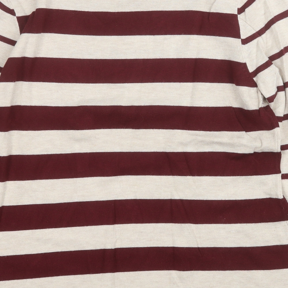 Gallery Womens Red Mock Neck Striped Viscose Pullover Jumper Size M