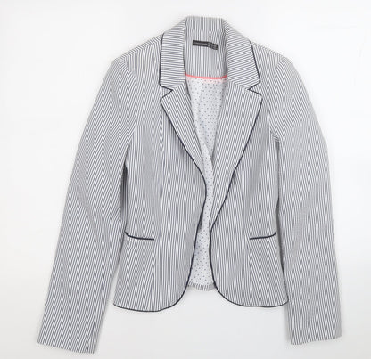 Atmosphere Womens White Striped  Jacket Blazer Size 8