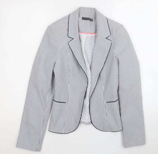 Atmosphere Womens White Striped  Jacket Blazer Size 8