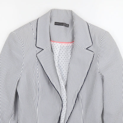 Atmosphere Womens White Striped  Jacket Blazer Size 8