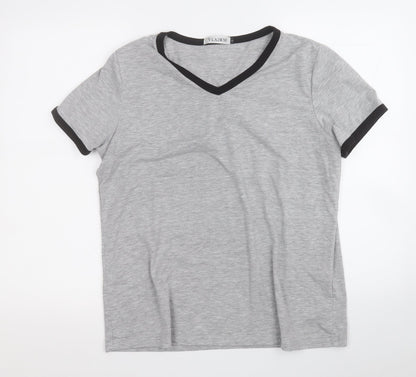vlazom Womens Grey  Cotton Basic T-Shirt Size L Round Neck