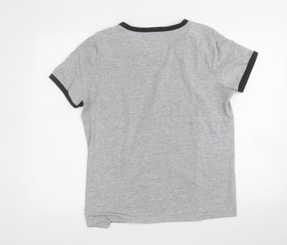 vlazom Womens Grey  Cotton Basic T-Shirt Size L Round Neck