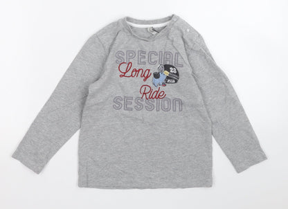 birba Boys Grey  Cotton Pullover T-Shirt Size 2-3 Years Round Neck