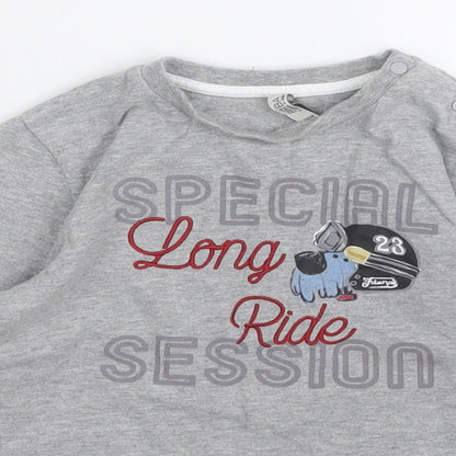 birba Boys Grey  Cotton Pullover T-Shirt Size 2-3 Years Round Neck