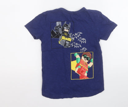 NEXT Boys Blue  Cotton Pullover T-Shirt Size 4 Years Round Neck  - Lego Batman Robin