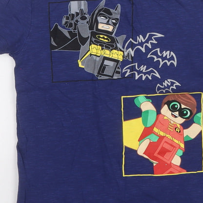 NEXT Boys Blue  Cotton Pullover T-Shirt Size 4 Years Round Neck  - Lego Batman Robin
