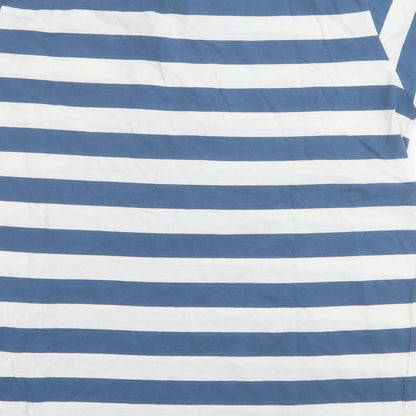 Dissident Mens Blue Striped Cotton  Polo Size L Collared