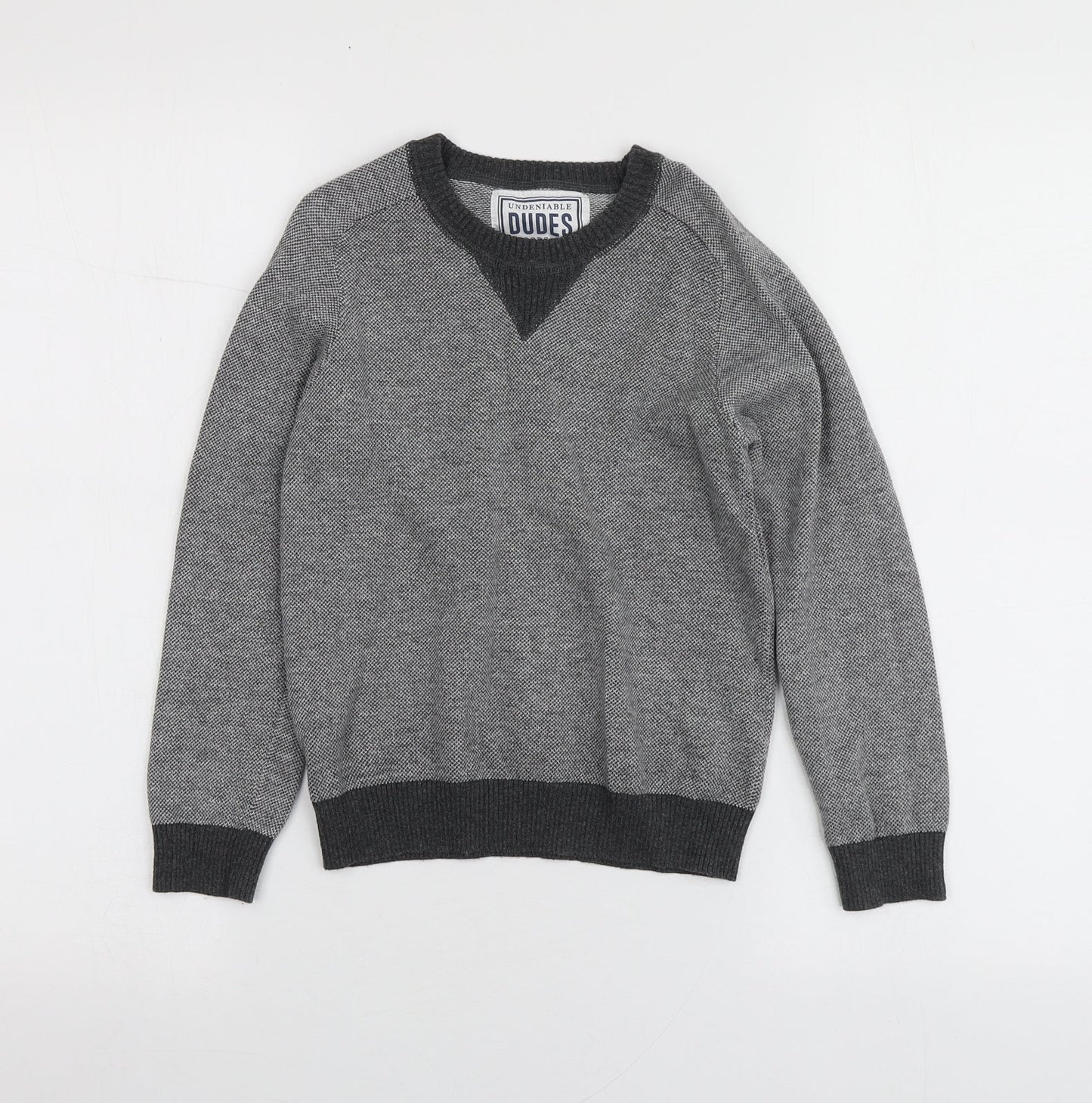 Undeniable Dudes Boys Grey Round Neck  100% Cotton Pullover Jumper Size 8 Years