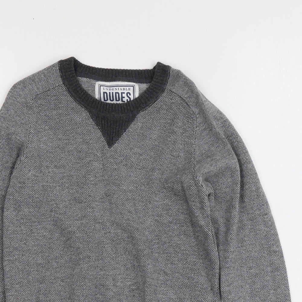 Undeniable Dudes Boys Grey Round Neck  100% Cotton Pullover Jumper Size 8 Years
