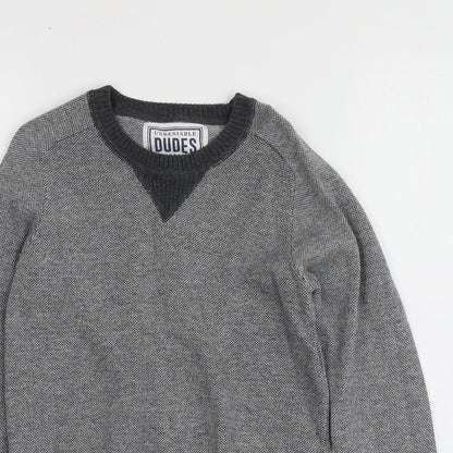 Undeniable Dudes Boys Grey Round Neck  100% Cotton Pullover Jumper Size 8 Years