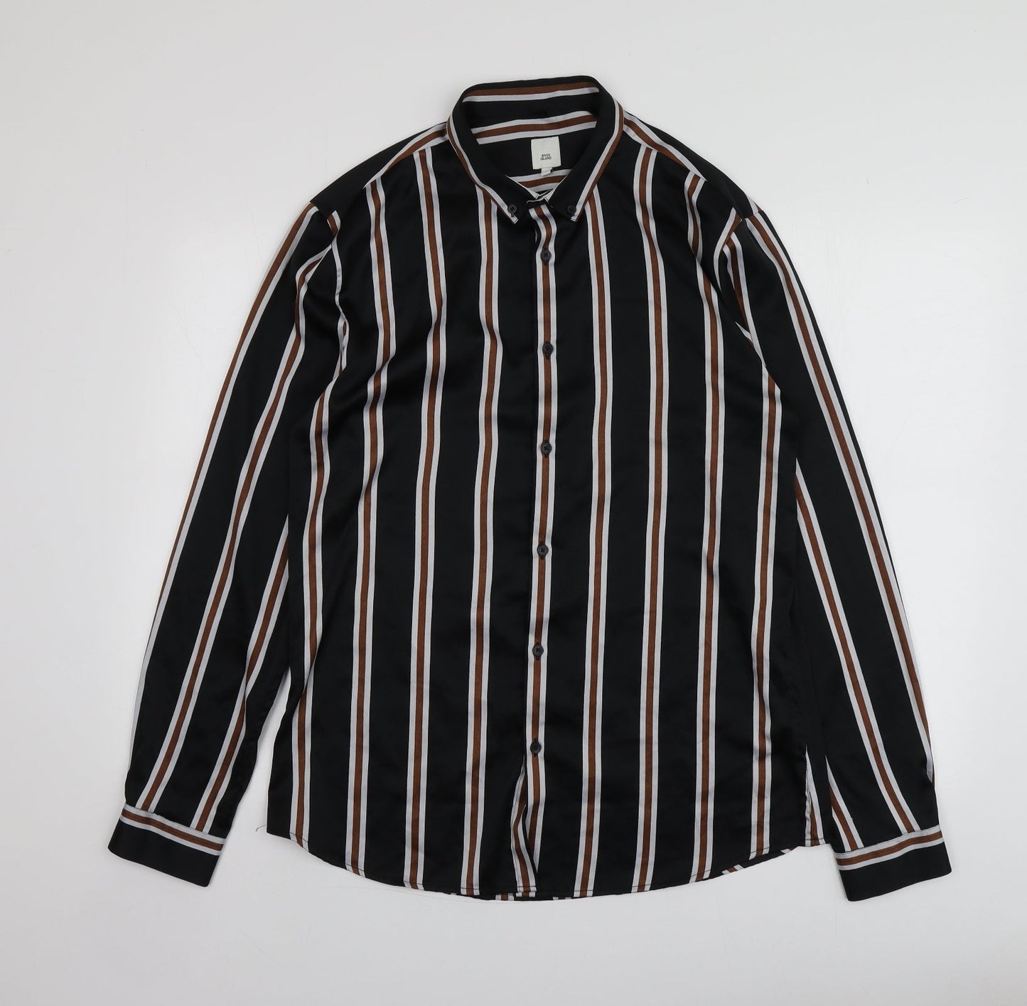 Womens UK Size L River Island Black Basic Button-Up