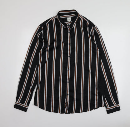 Womens UK Size L River Island Black Basic Button-Up