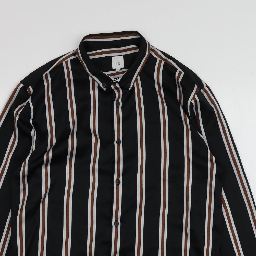 Womens UK Size L River Island Black Basic Button-Up