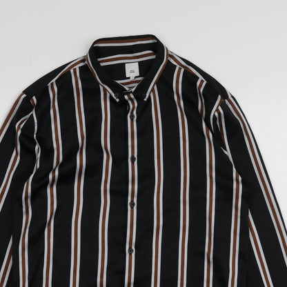 Womens UK Size L River Island Black Basic Button-Up
