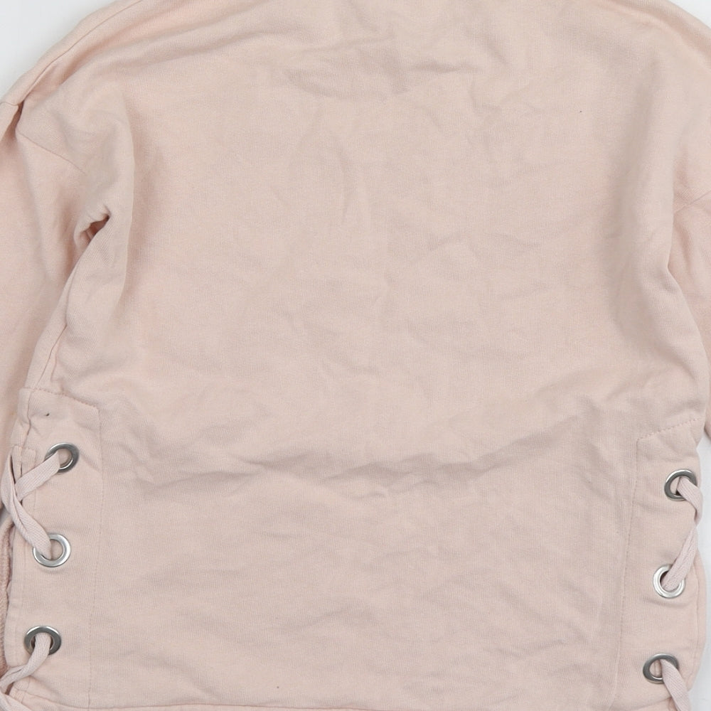 NEXT Girls Pink  Cotton Pullover Hoodie Size 8 Years