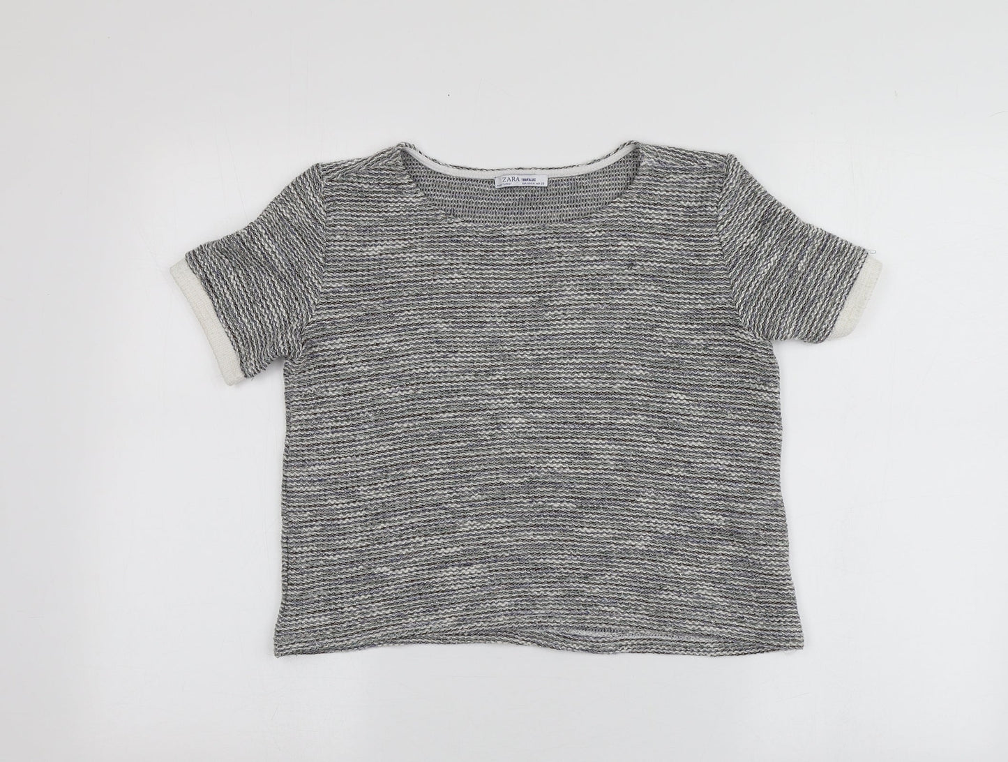 Womens UK Size M Zara Grey Basic T-Shirt