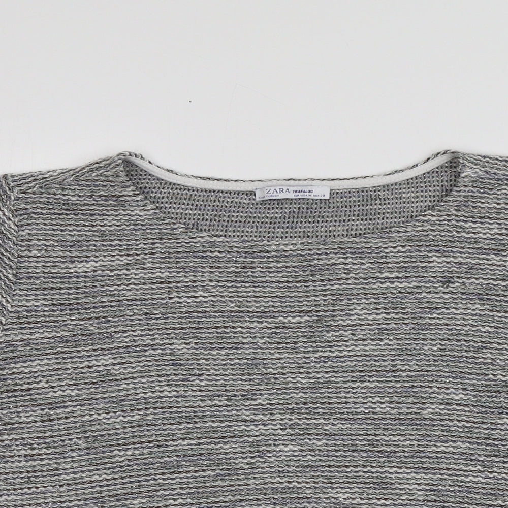 Womens UK Size M Zara Grey Basic T-Shirt