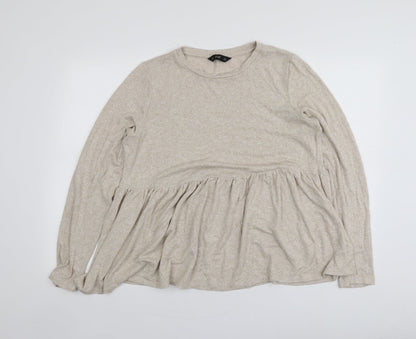 F&F Womens Beige Round Neck  Viscose Pullover Jumper Size 14