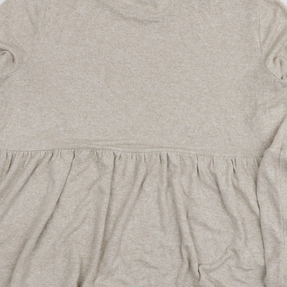 F&F Womens Beige Round Neck  Viscose Pullover Jumper Size 14