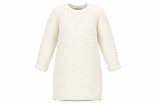 Primark Girls White  Acrylic Jumper Dress  Size 24 Months  Crew Neck Pullover