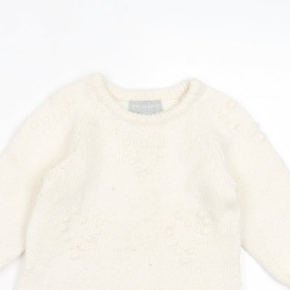 Primark Girls White  Acrylic Jumper Dress  Size 24 Months  Crew Neck Pullover