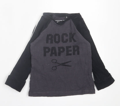 Mothercare Boys Grey  Cotton Basic Casual Size 12-18 Months Crew Neck Pullover