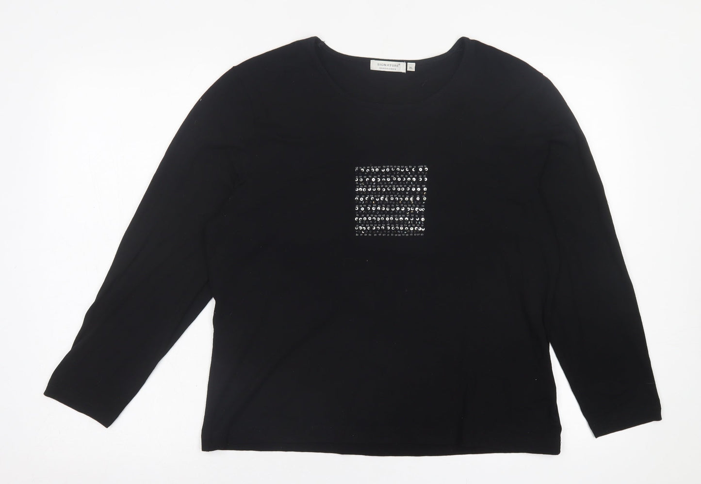 Womens UK Size XL Signature Black Basic T-Shirt
