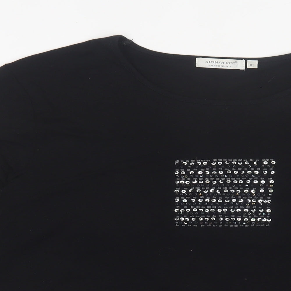 Womens UK Size XL Signature Black Basic T-Shirt