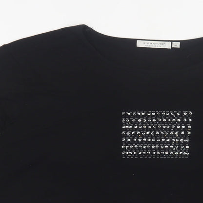 Womens UK Size XL Signature Black Basic T-Shirt