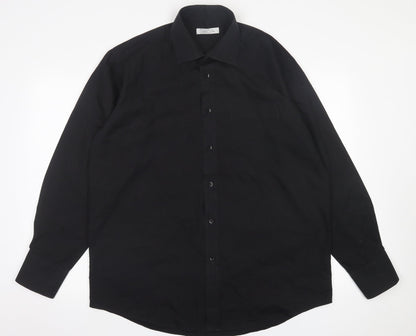 Primark Mens Black  Cotton  Button-Up Size 16.5 Collared Button