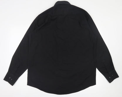 Primark Mens Black  Cotton  Button-Up Size 16.5 Collared Button