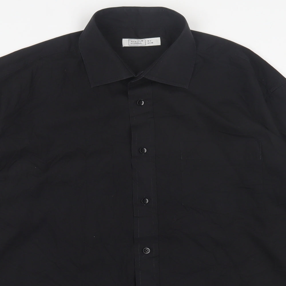 Primark Mens Black  Cotton  Button-Up Size 16.5 Collared Button