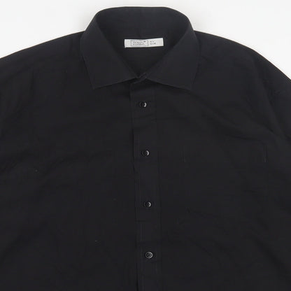 Primark Mens Black  Cotton  Button-Up Size 16.5 Collared Button