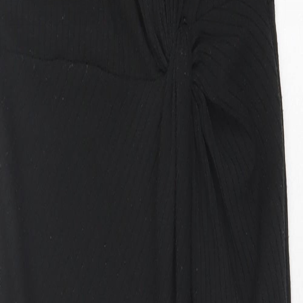 Oasis Womens Black  Polyester Bodycon  Size S  Crew Neck Button