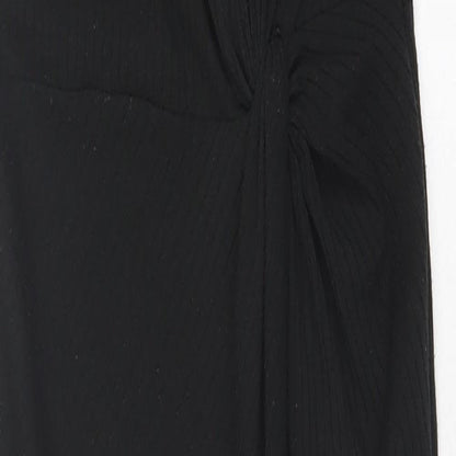 Oasis Womens Black  Polyester Bodycon  Size S  Crew Neck Button