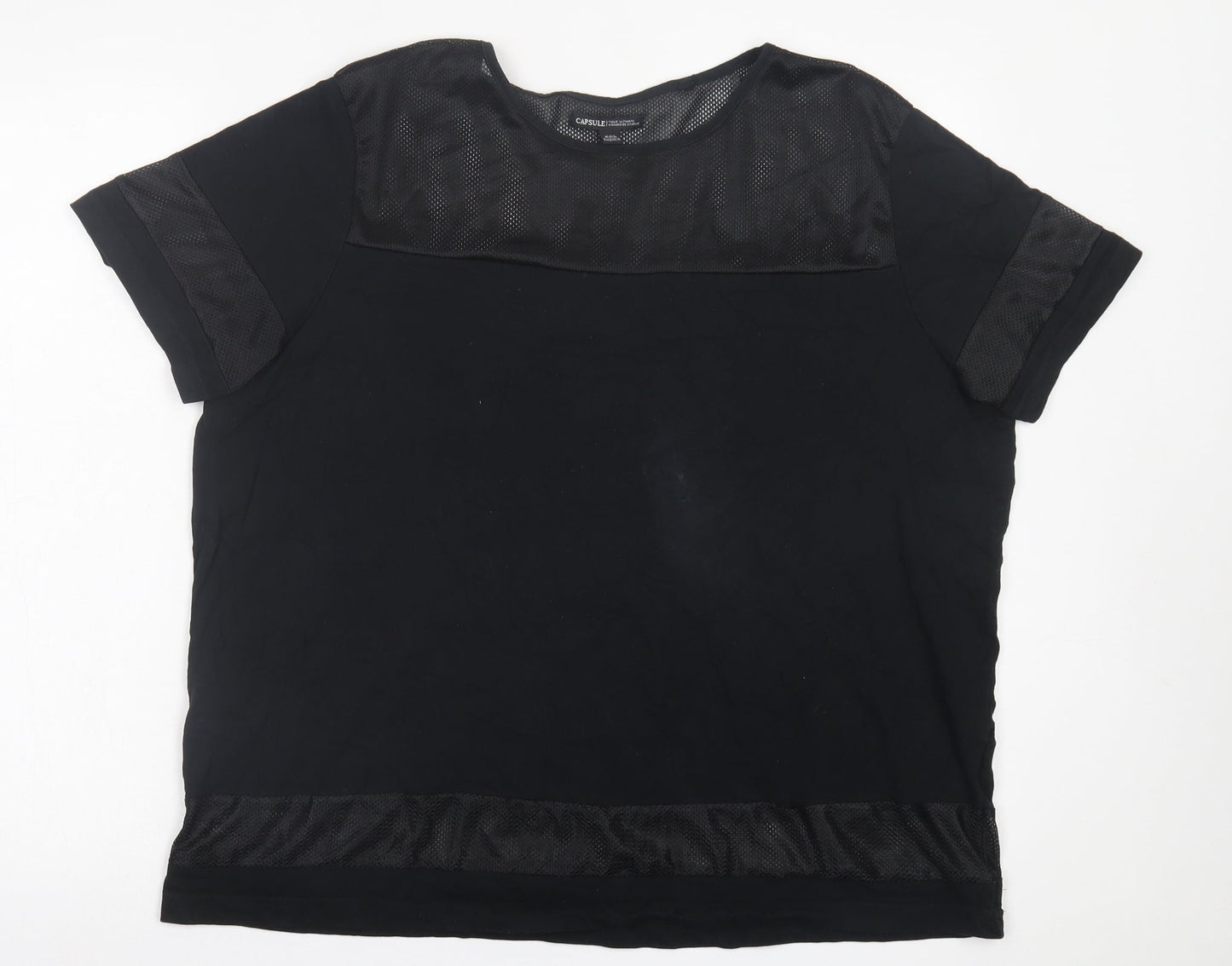 Womens UK Size 20 Capsule Black Basic T-Shirt