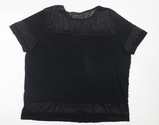Capsule Womens Black  Cotton Basic T-Shirt Size 20 Crew Neck
