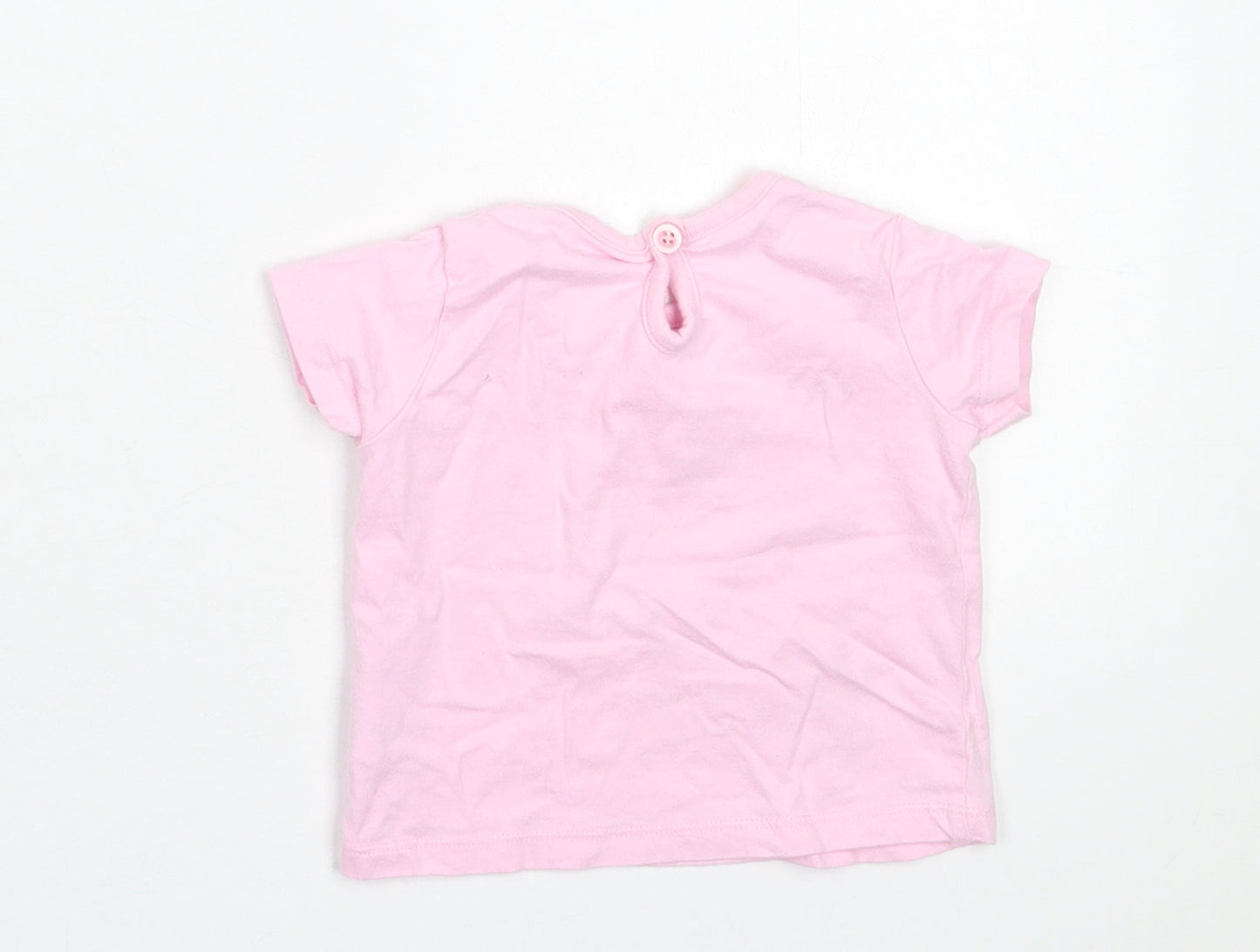 Cherokee Girls Pink  Cotton Basic T-Shirt Size 3-6 Months Crew Neck Button