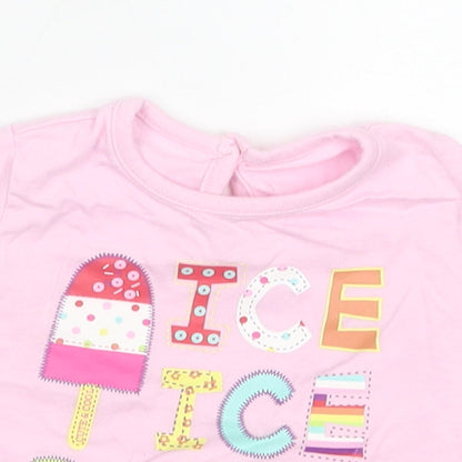 Cherokee Girls Pink  Cotton Basic T-Shirt Size 3-6 Months Crew Neck Button