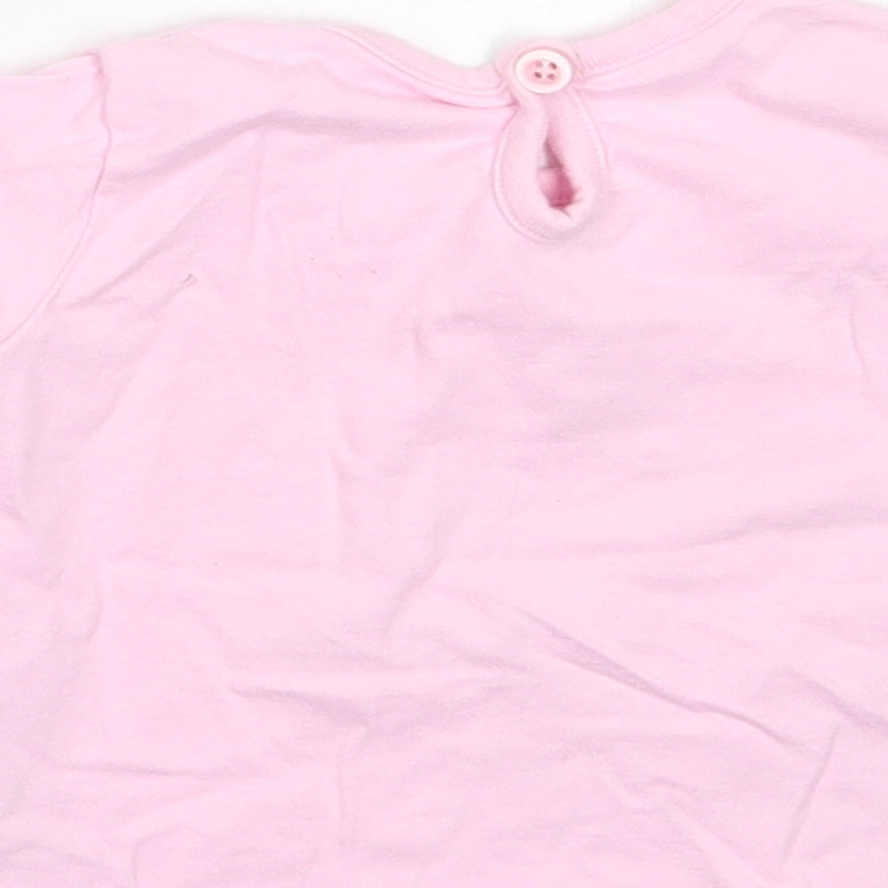 Cherokee Girls Pink  Cotton Basic T-Shirt Size 3-6 Months Crew Neck Button